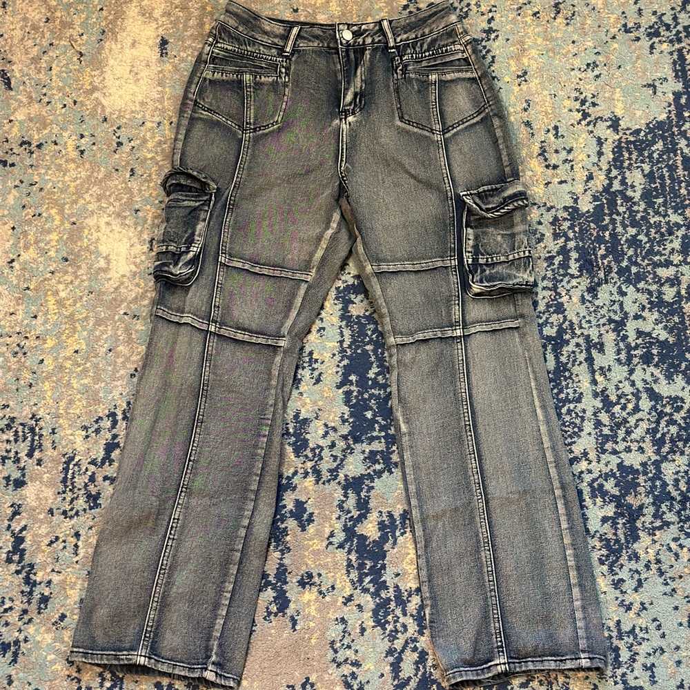 Washed Cargo Jeans Baggy